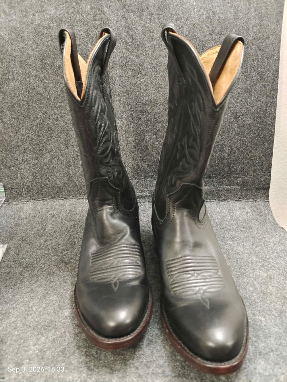NWOB Ariat Heritage Deertan Western Cowboy Boots Black Leather Men's Size 9 D